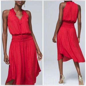 White House Black Market Elegant Red Halter Sleeveless Dress